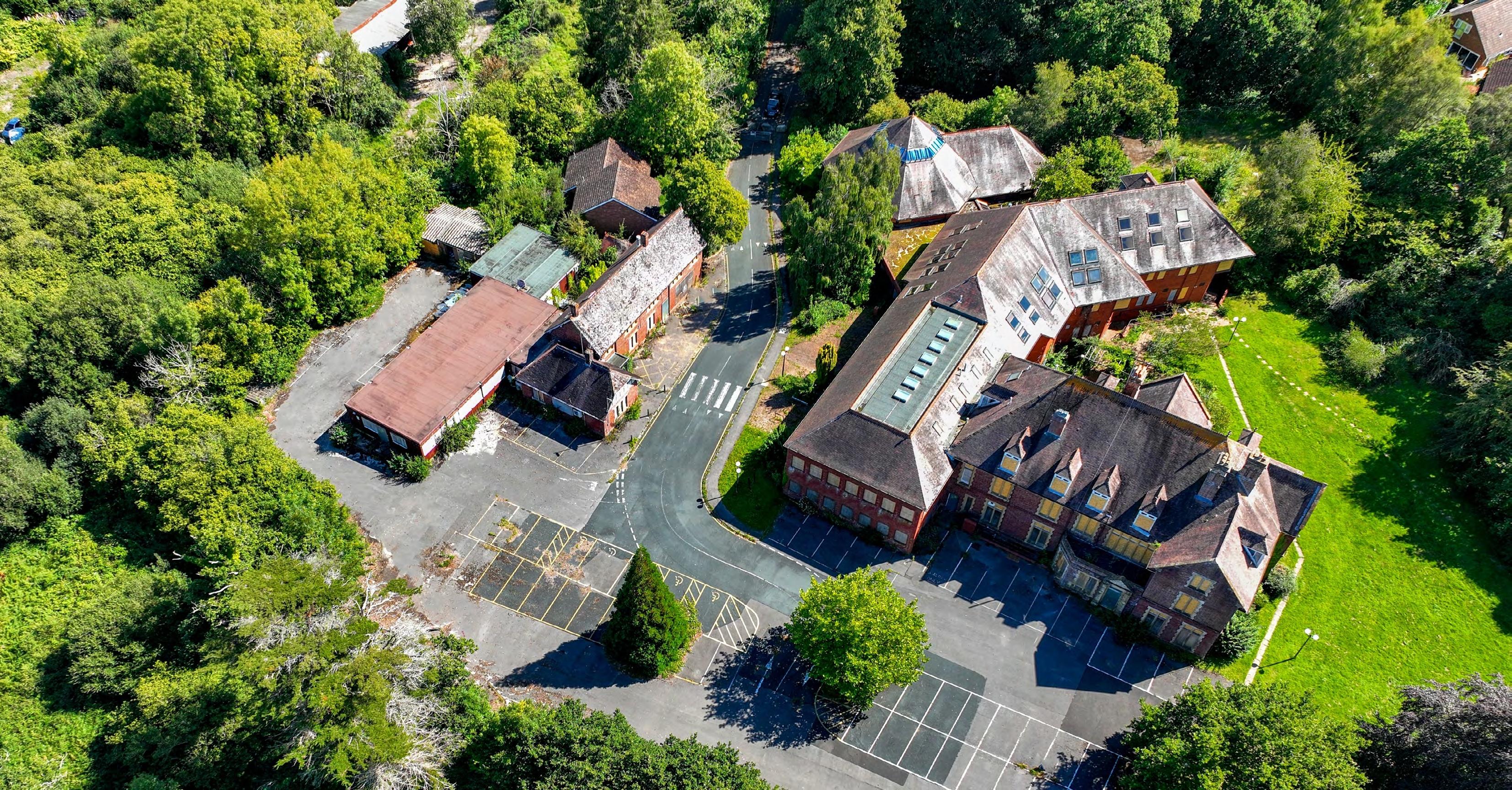 Vacant buildings at site of the old East Dorset District Council offices in Furzehill, Wimborne