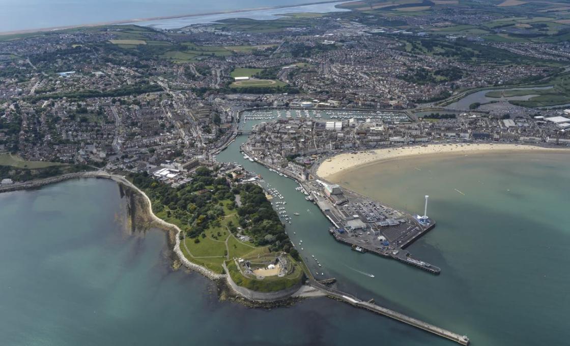 Aerial view of Weymouth Harbour