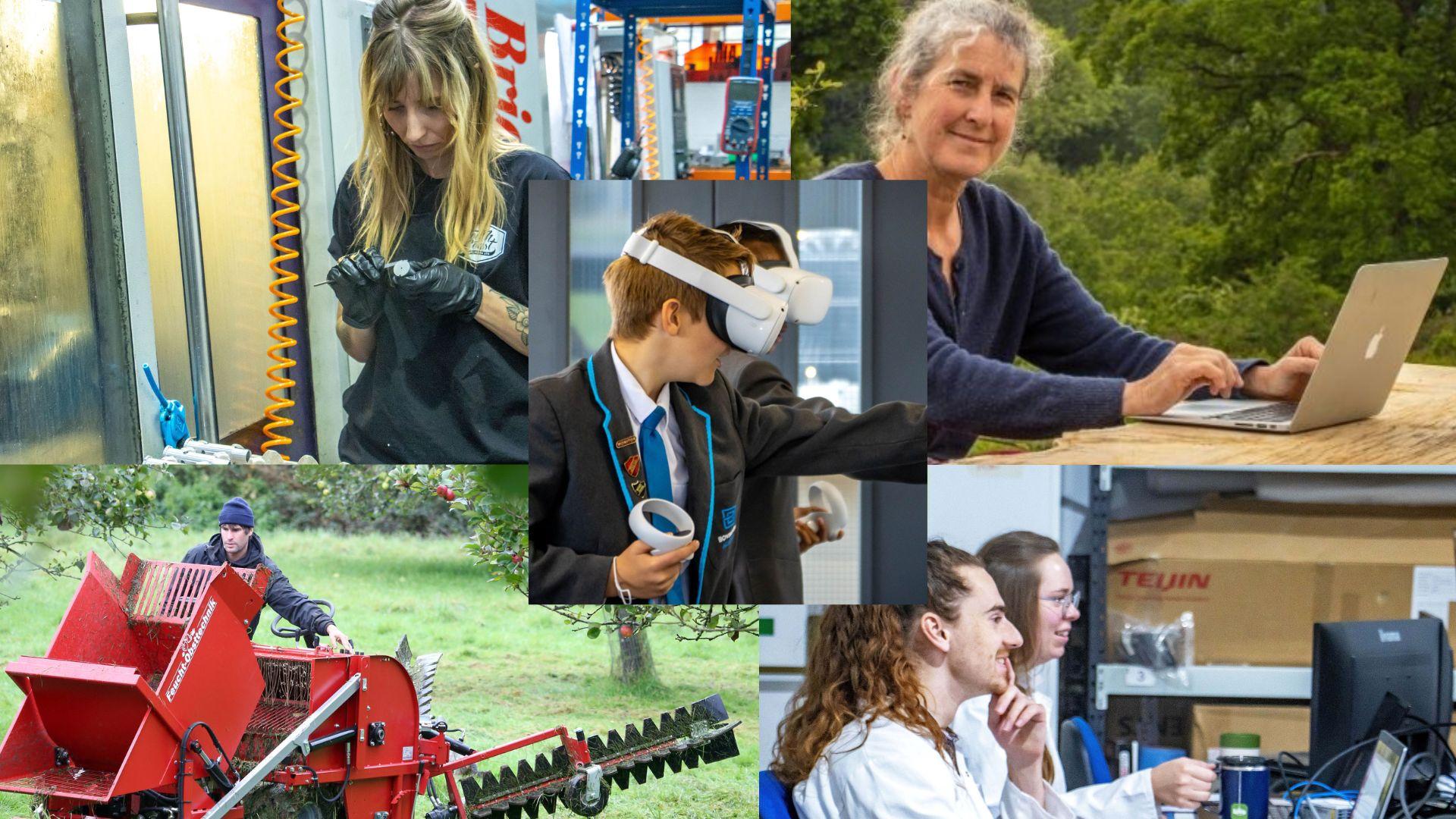 A montage of images showing different business activities