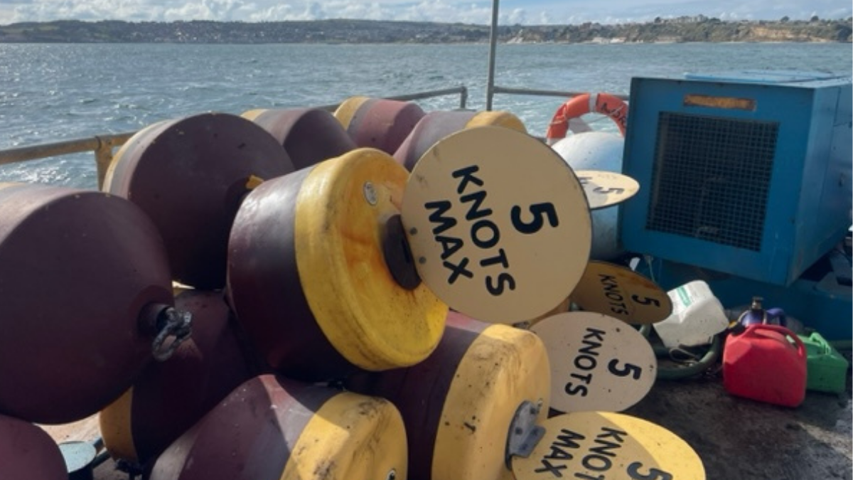 This is an image of buoys that were retrieved from the sea off both Studland and Swanage