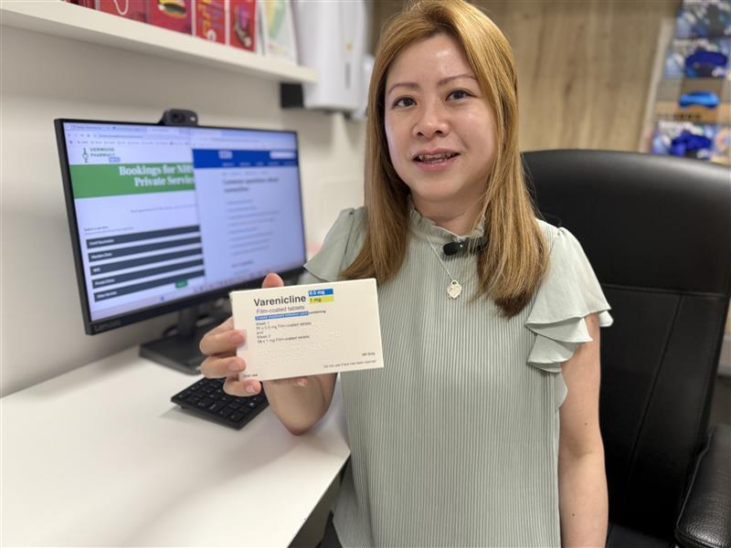 Pharmacist with varenicline, a nicotine-free medicine