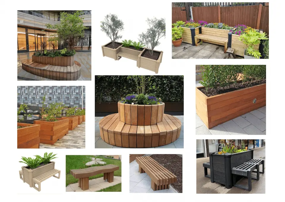 Eco style planters and benches