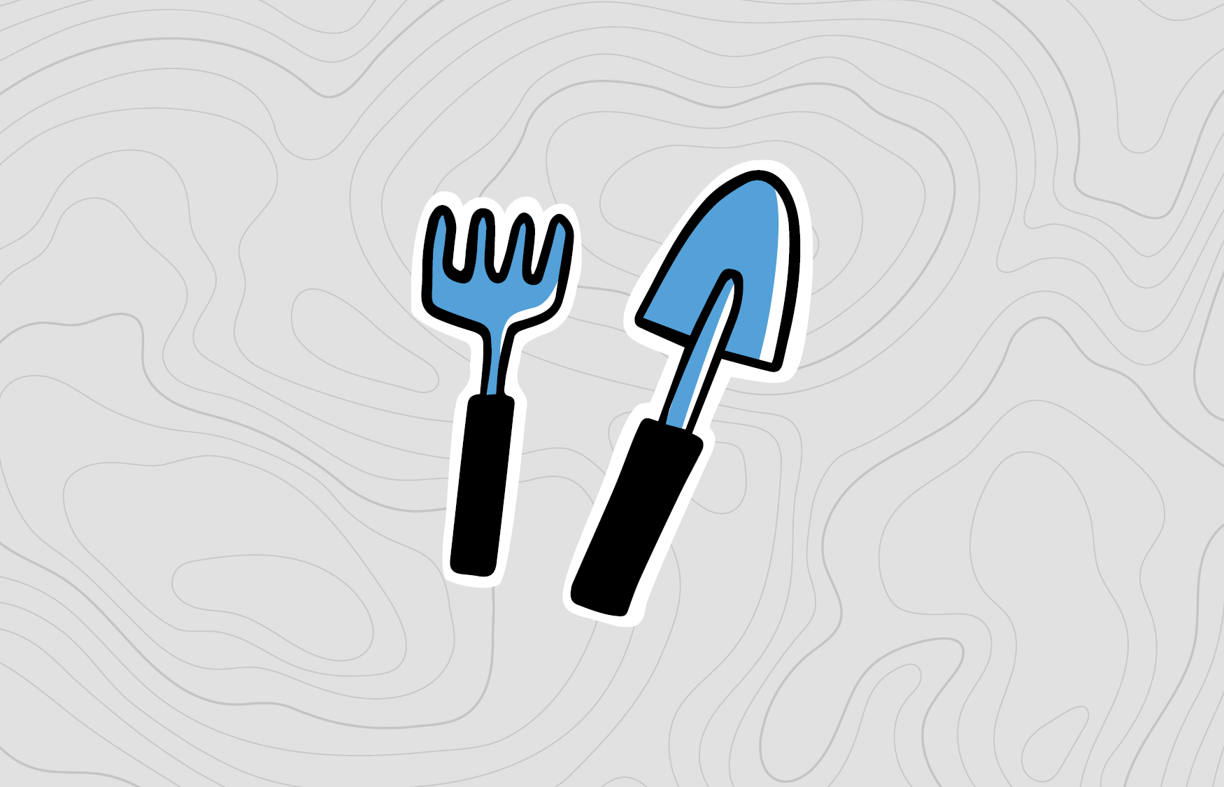 Illustration of a garden trowel and fork