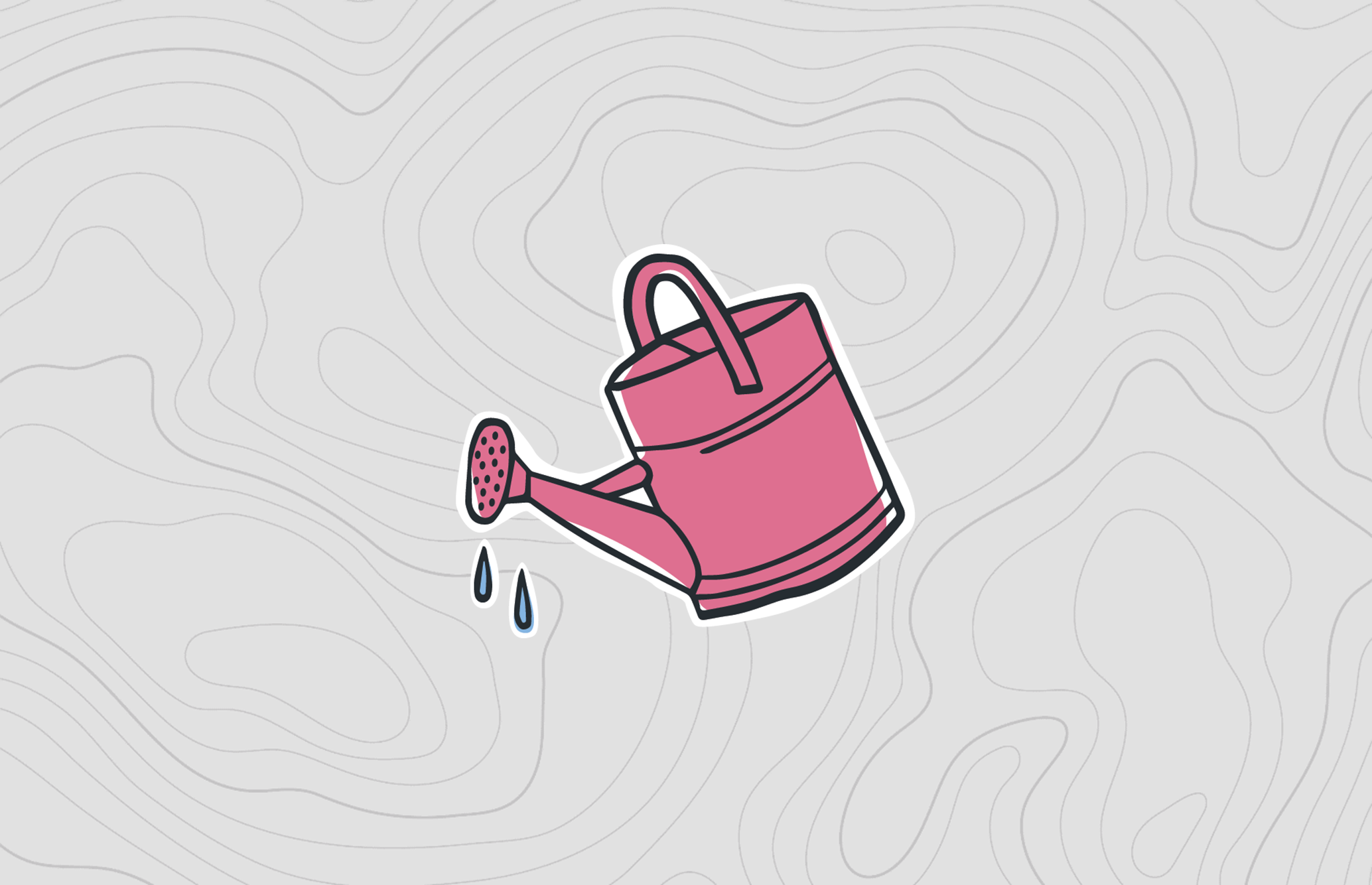 Illustration of a red watering can