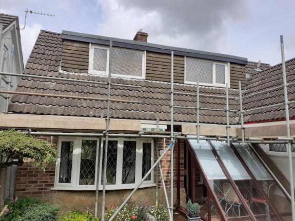 House with scaffolding