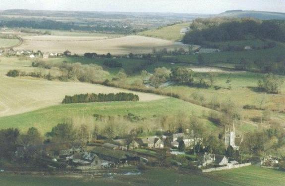 Looking down on Melbury Abbas and Cann