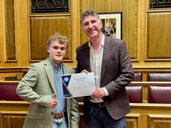 New Youth Parliament member Jago with West Dorset MP Edward Morello