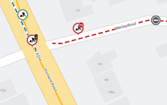 A part of a map showing the junction