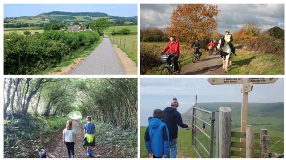 These are images of different locations to illustrate Dorset's network of public footpaths, bridleways and byways.